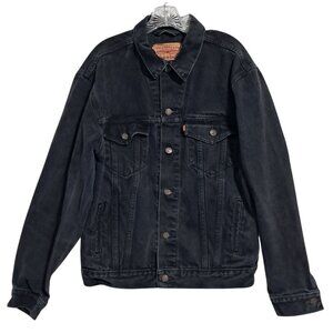 Levis Jean Jacket Mens Size L Black Denim Trucker Grunge Y2K 70507 0260